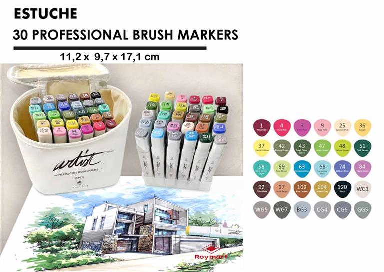 ROTULADORES CANVAS LUXE PROFESSIONAL BRUSH MARKER 30 COLORES