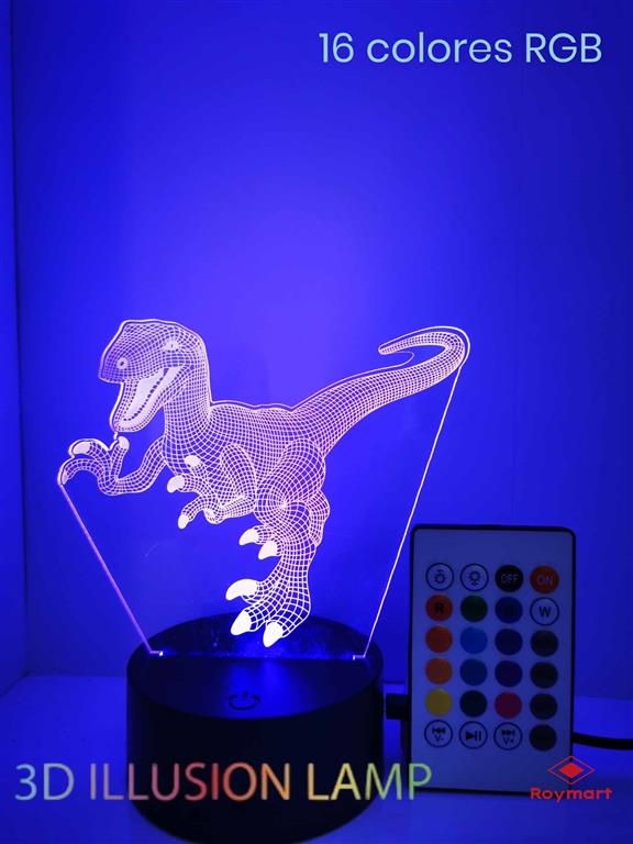 LAMPARA LED 3D NIGHT LIGHT DINO CONTROL REMOTO